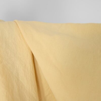 Washed linen cotton fabric light yellow, mid-weight