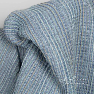 Washed blue linen cotton waffle weave fabric 5 Blue waffle linen fabric, washed