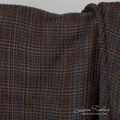 Linen cotton multi-coloured waffle fabric washed 6 Multi coloured linen cotton fabric.
