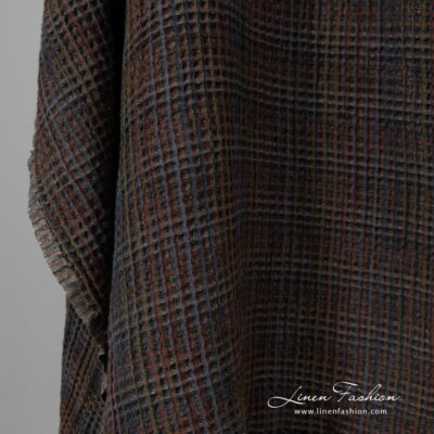 Linen cotton multi-coloured waffle fabric washed 7 Washed linen cotton multi coloured fabric.