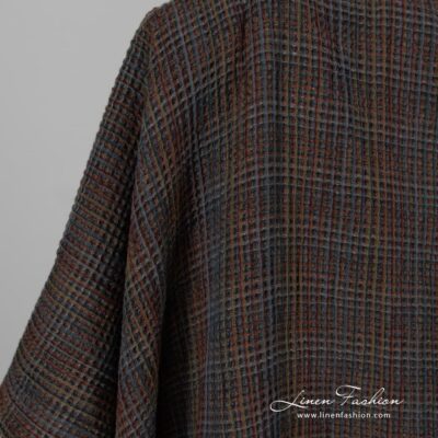 Linen cotton multi-coloured waffle fabric washed 8 Linen cotton washed fabric, multi coloured.