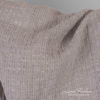 Beige linen cotton fabric in stripes washed 7 Beige linen cotton fabric in stripes, specially washed to increase softness