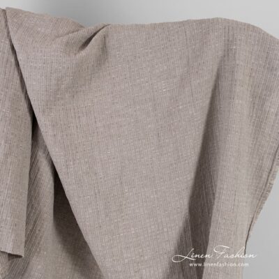 Beige linen cotton fabric in stripes washed 5 Beige linen cotton fabric in stripes