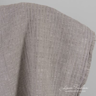 Beige linen cotton fabric in stripes washed 6 Beige linen cotton fabric in stripes, washed