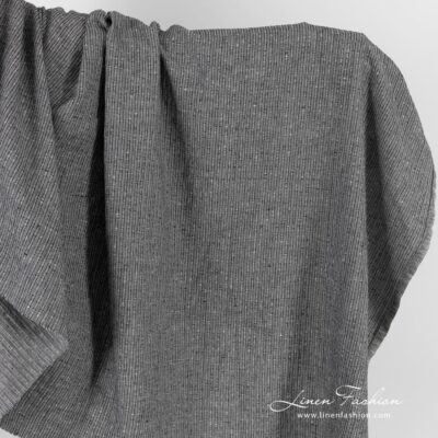Black linen cotton fabric in stripes washed 5 Black linen cotton fabric in stripes