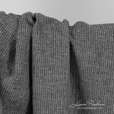 Black linen cotton fabric in stripes washed 6 Black linen cotton fabric in stripes, washed