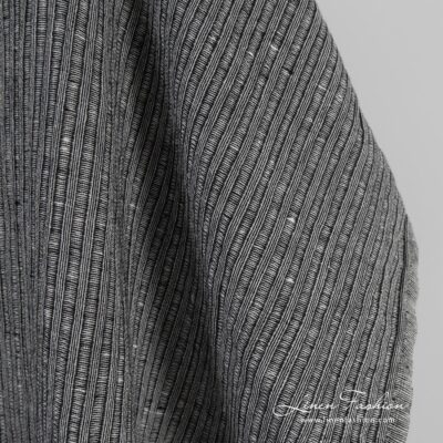 Black linen cotton fabric in stripes washed 8 Black linen cotton fabric in stripes, perfect for clothes and home textile