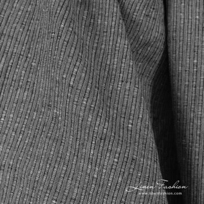 Black linen cotton fabric in stripes washed 7 Black linen cotton fabric in stripes, specially washed