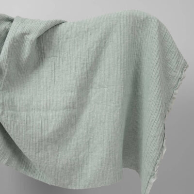 Washed linen cotton fabric greenish white colour striped 5 Washed linen cotton fabric greenish white colour striped