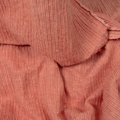 Washed linen cotton fabric in red-white stripes 7 Washed linen cotton fabric in red-white stripes detail view