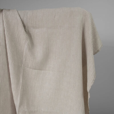 Washed linen cotton fabric beige waffle 5 Washed linen cotton fabric beige waffle