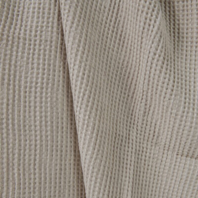 Washed linen cotton fabric beige waffle 7 Washed linen cotton fabric beige waffle close up detail