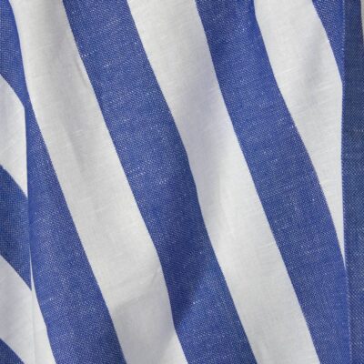 Linen cotton fabric in white and blue stripes