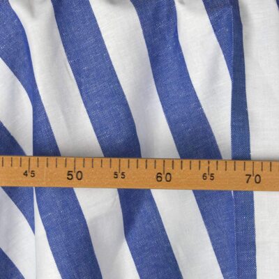 Linen cotton fabric in white and blue stripes