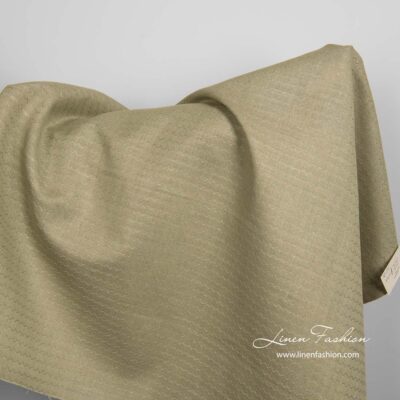 Green linen cotton fabric in wave pattern 4 Green linen cotton fabric in wave pattern