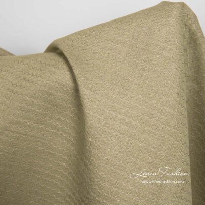 Green linen cotton fabric in wave pattern 5 Green linen cotton fabric in wave pattern
