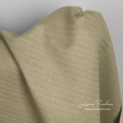 Green linen cotton fabric in wave pattern 6 Green linen cotton fabric in wave pattern