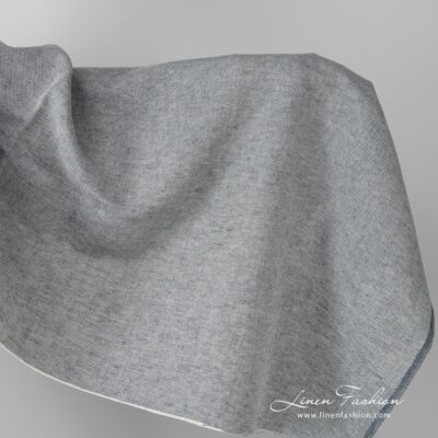 Linen blend fabric in dark blue, melange