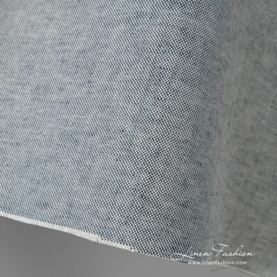 Linen cotton fabric in dark blue and white