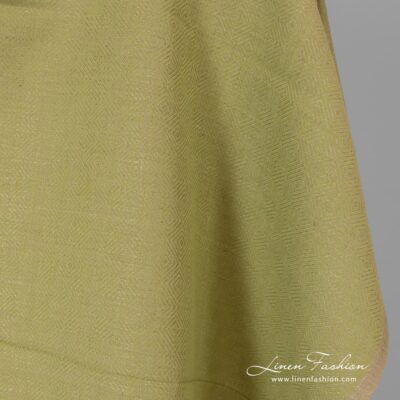 Green grey diamond pattern linen cotton fabric 6 Diamond patterned green grey fabric.
