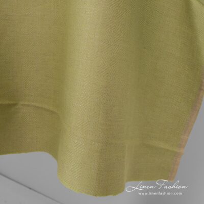 Green grey diamond pattern linen cotton fabric 7 Diamond patterned green grey fabric.