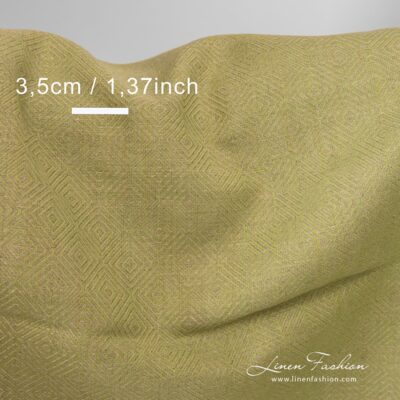 Green grey diamond pattern linen cotton fabric 8 Linen cotton fabric in green grey.