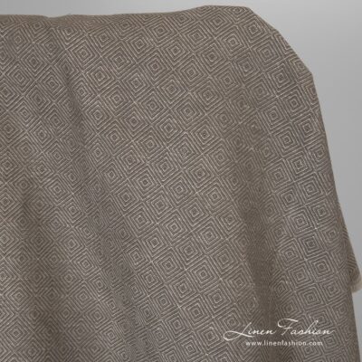 Brown diamond pattern linen cotton fabric 6 Linen cotton fabric in brown.