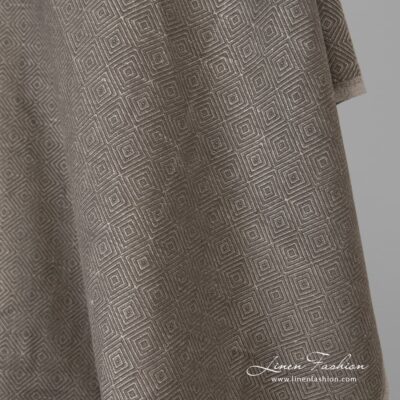 Brown diamond pattern linen cotton fabric 7 Brown dyed linen cotton fabric.