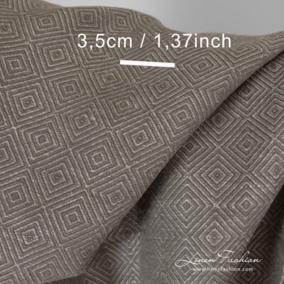 Brown diamond pattern linen cotton fabric 8 Diamond patterned linen cotton fabric.