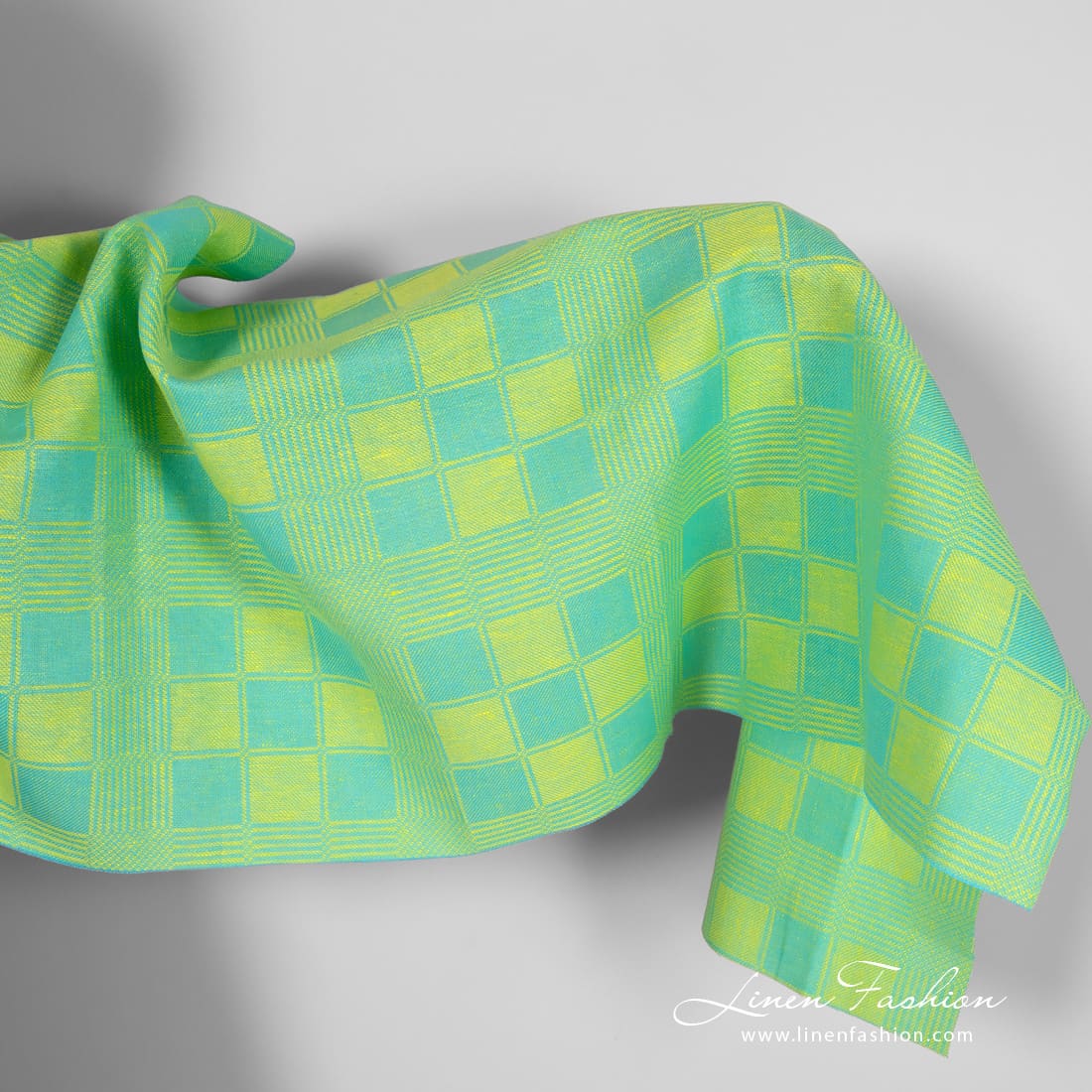 Linen cotton green fabric