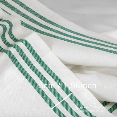 Linen cotton fabric with green stripes
