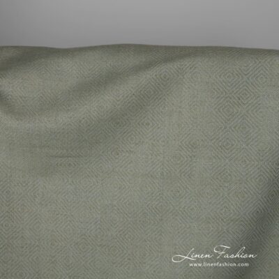 Linen cotton fabric in greyish green diamond pattern 150cm product photo
