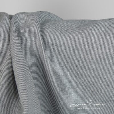 Linen cotton fabric blueish grey twill weave product photo