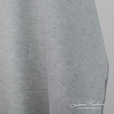 Linen cotton fabric blueish grey twill weave 150cm