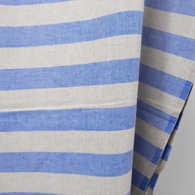 linen cotton blue beige stripes, width 150cm.