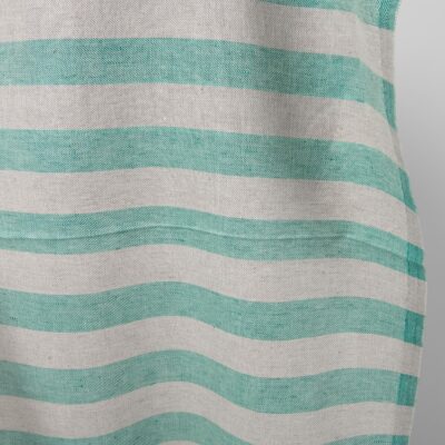linen cotton beige green stripes, horizontal
