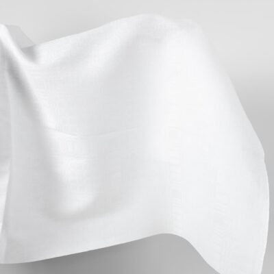 Linen cotton fabric bright white checks pattern