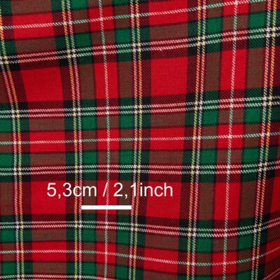 Linen cotton fabric red green checks, with measurements