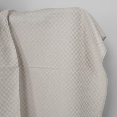 Linen cotton fabric white and natural twill checks 5 Linen cotton fabric white and natural twill checks