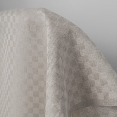 Linen cotton fabric white and natural twill checks 6 Linen cotton fabric white and natural twill checks product photo