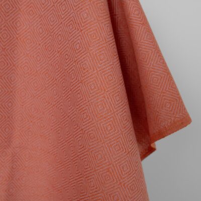 Linen cotton fabric orange and lilac