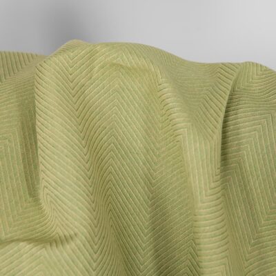 Linen cotton fabric green and yellow herringbone, 150cm