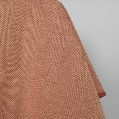 Linen cotton fabric brown and yellow herringbone, 150cm