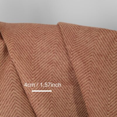 Linen cotton fabric brown and yellow herringbone, with measurements