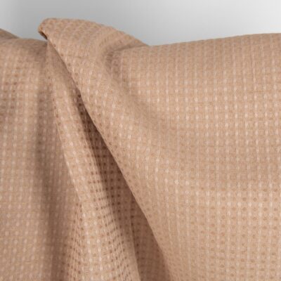 Linen cotton fabric light brown waffle, 180cm
