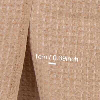 Linen cotton fabric light brown waffle, medium weight