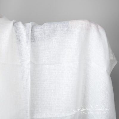 Lightweight linen fabric bright white colour