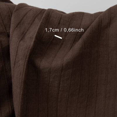 Dark brown washed linen cotton fabric with measurements