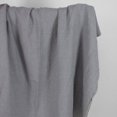 Washed linen cotton fabric grey houndstooth pattern