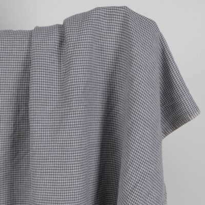 Washed linen cotton fabric grey houndstooth pattern product photo